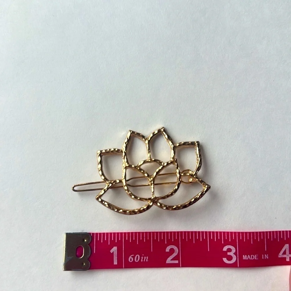 Vintage Gold Tone Lotus Hair Clip